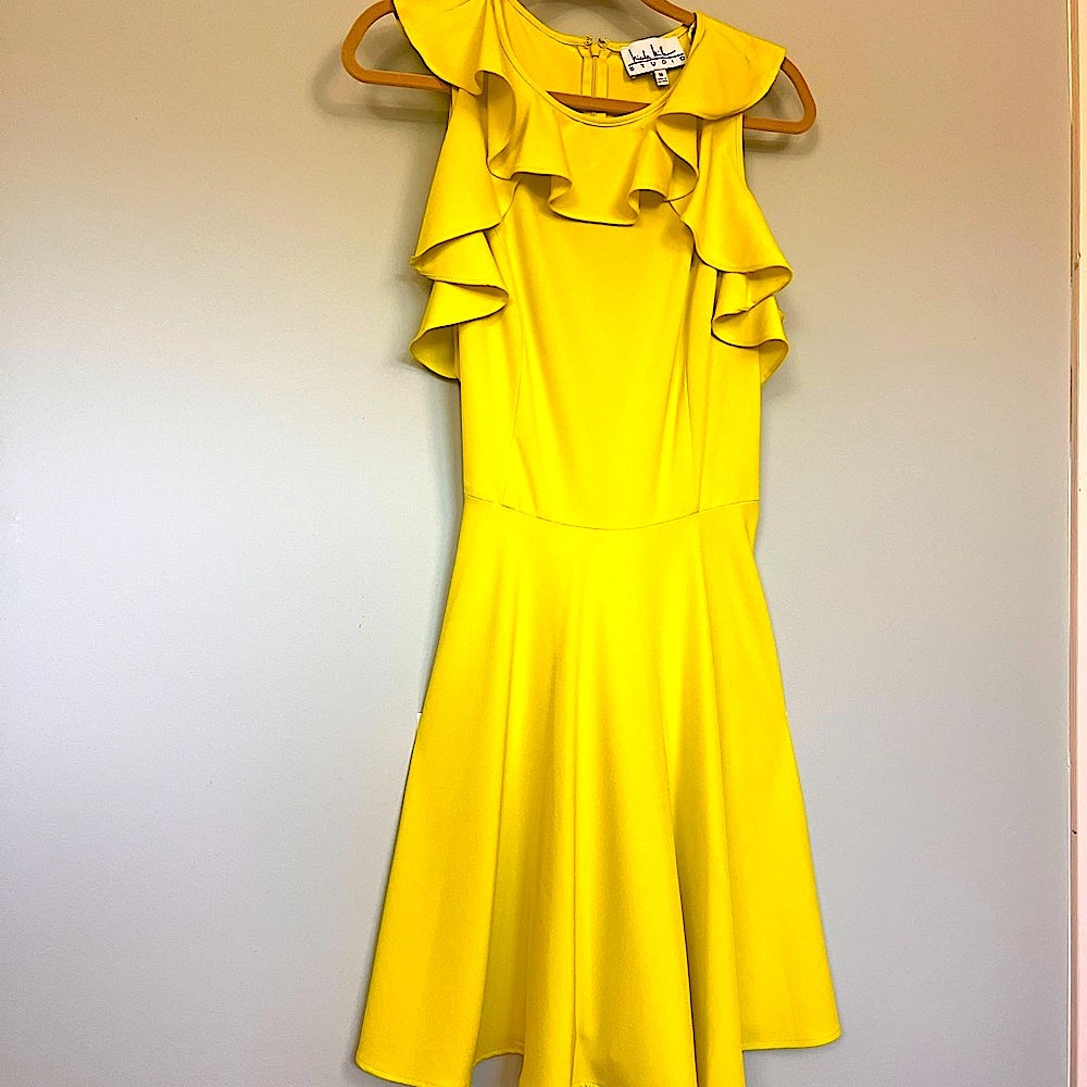 NICOLE MILLER bright yellow/chartreuse dress!